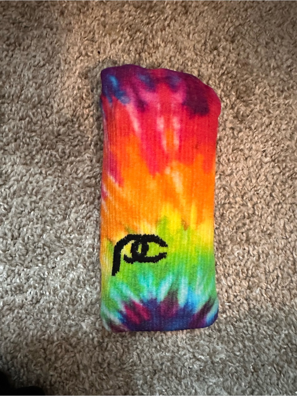 Tie-Dye Rainbow Women’s Shoe Case with Black Logo Accent